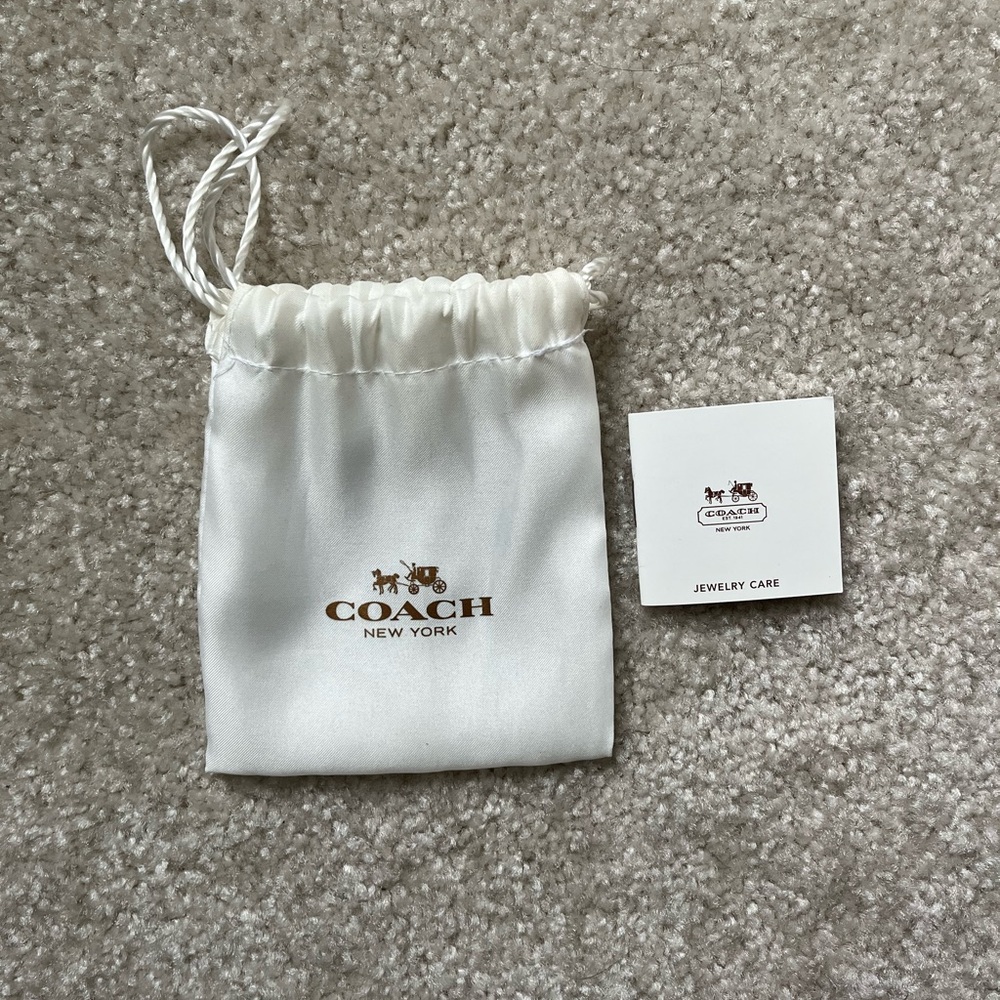 Coach Gold Chain Necklace with Rexy Dinosaur Charm and Dust Bag - Picture 3 of 4